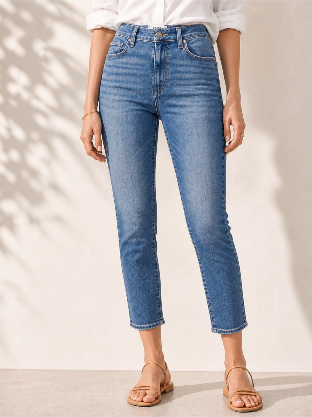 PAIGE Hoxton Slim Crop Jeans 28 Melrose Blue High Rise Designer Denim